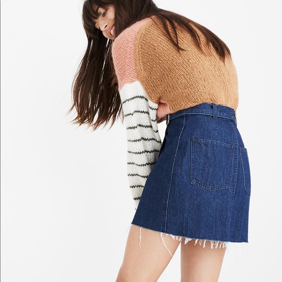 NWT Madewell Denim Raw-Hem Mini Wrap Skirt - Picture 4 of 6